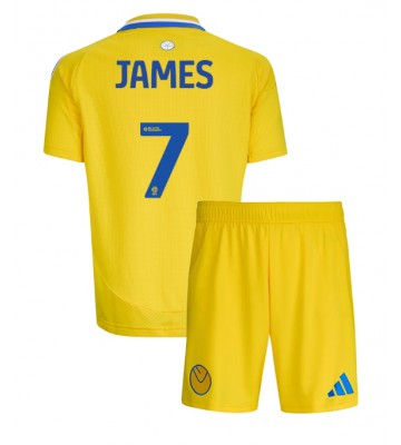 Leeds United Daniel James #7 Segunda Equipación Niños 2024-25 Manga Corta (+ Pantalones cortos)